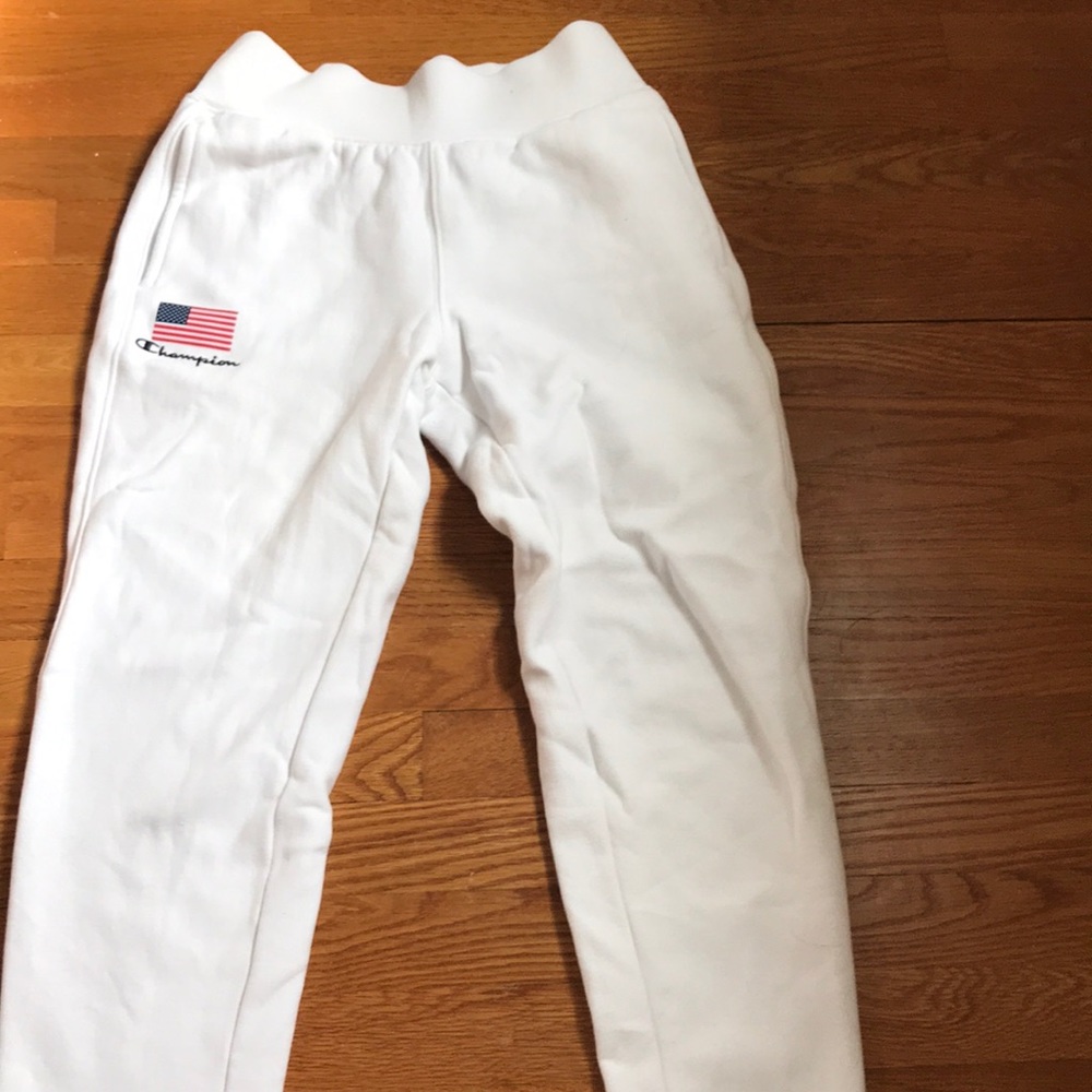 White champion sweatpants with American flag
